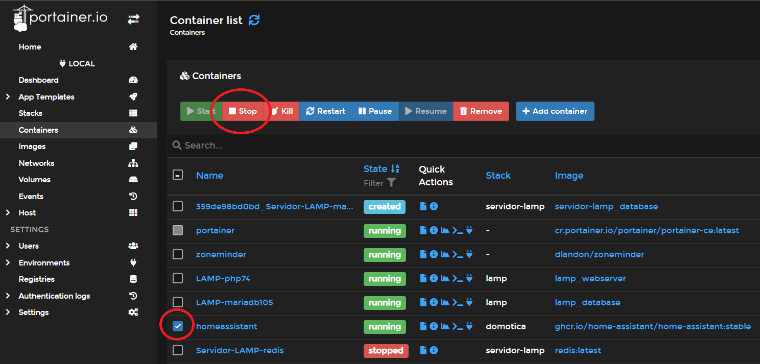 Actualizar un contendor Docker en Portainer paso 3